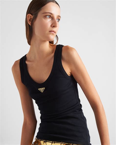 prada ribbed knit jersey tank top|Prada tank tops.